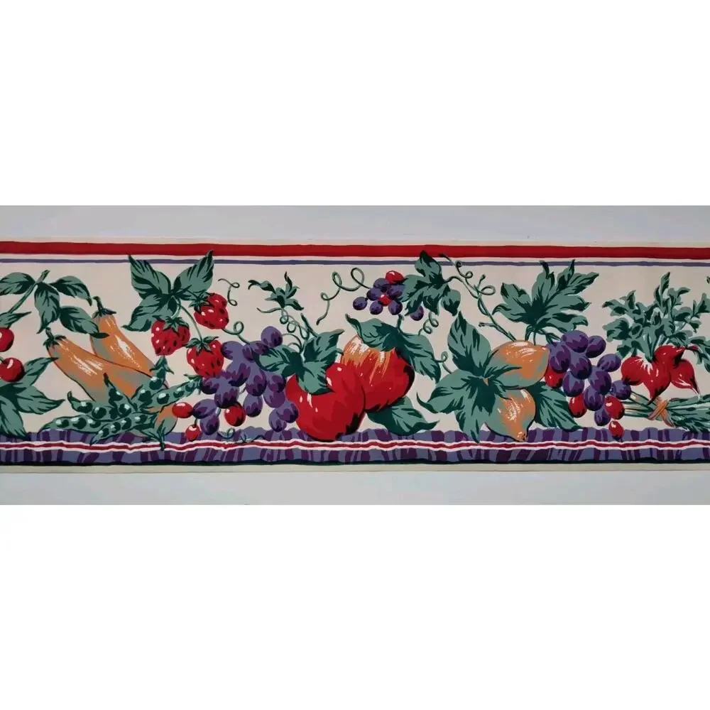 York Pre-pasted Decorative Border - 5yds - Fruits Vegetables - Leaves